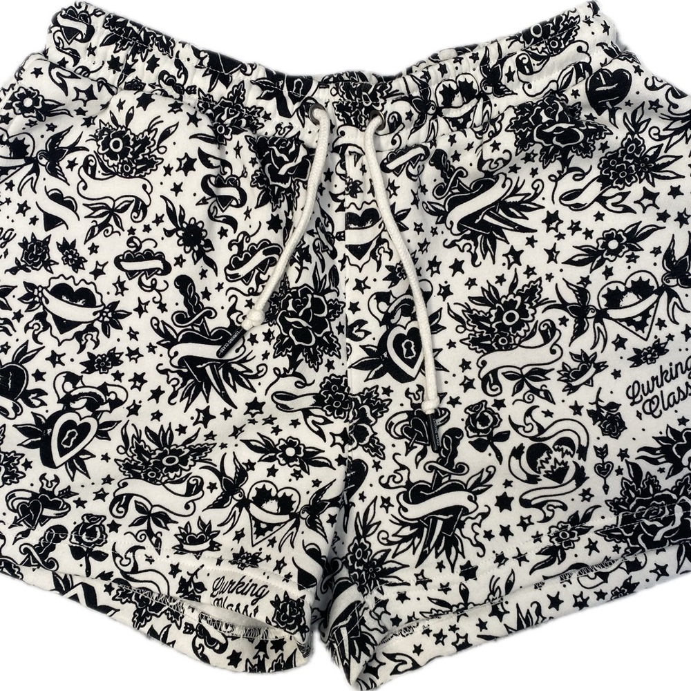 2 piece Lurking Class Tattoo Print Sweatshorts and Sweatshirt